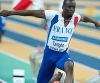 Teddy Tamgho en el mundial de atletismo, Doha 2010. Foto archivo
