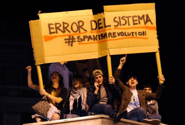 Protestas en la Puerta del Sol.  Foto Dominique Faget/AFP