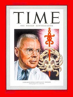 Cornelius P. Rhoads en la portada de TIME Magazine, el 27 de junio, 1949.