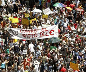 Españoles marchan contra el desempleo