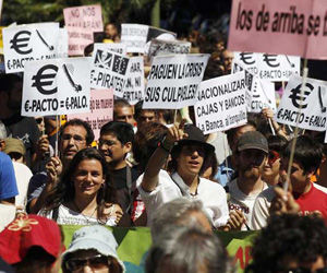 Indignados protestan en Madrid. Foto Reuters