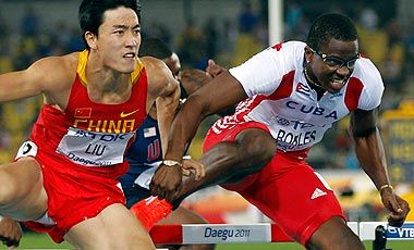 Dayron Robles y Liu Xiang final 100 metros c/vallas Mundial Daegu