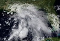 Esta foto suministrada por la Administración Nacional del Océano y la Atmósfera muestra un sistema de tormenta en el Golfo de México el jueves 1 de septiembre del 2011 a las 4.15 pm. Al día siguiente se formó la tormenta tropical Lee frente a Luisiana y amenaza empapar gran parte de la costa estadounidense del Golfo de México durante el fin de semana. Foto: AP/NOAA