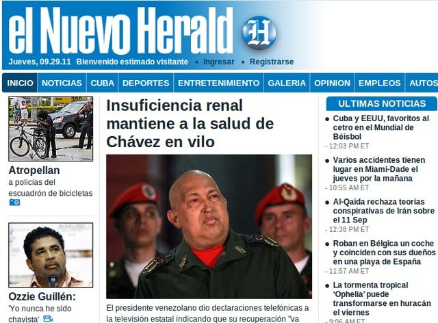 Portada de "El Nuevo Herald" este 29 de septiembre de 2011
