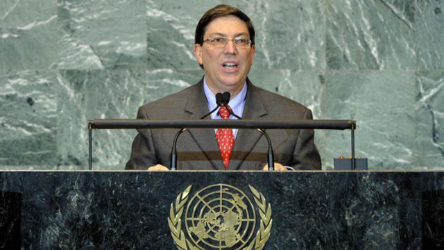El canciller cubano Bruno Rodríguez Parrilla durante su intervención en Naciones Unidas, donde la comunidad mundial ha reiterado cada año su respaldo a la Isla desde hace dos décadas.