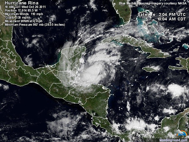 Imagen satelital del Huracán Rina