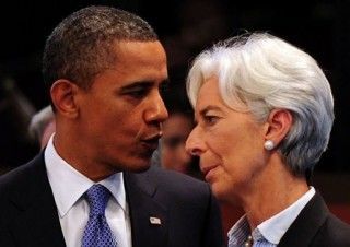 El presidente de EEUU, Barack Obama y la directora general del Fondo Monetario Internacional (FMI), Christine Lagarde, en una imagen con fecha 13 de noviembre de 2011. Foto: AFP