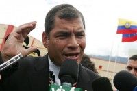 Rafael Correa a su llegada a Caracas. Foto: EFE