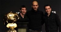 Guardiola, Xavi y Messi en la entrega de los premios de la FIFA 2012