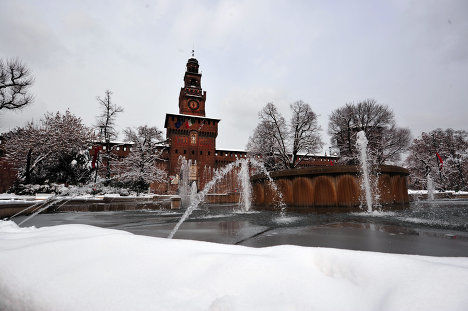 Anoche los termómetros de Milano, Torino y Bolonia marcaron 10-15 grados bajo cero.  Foto: AFP