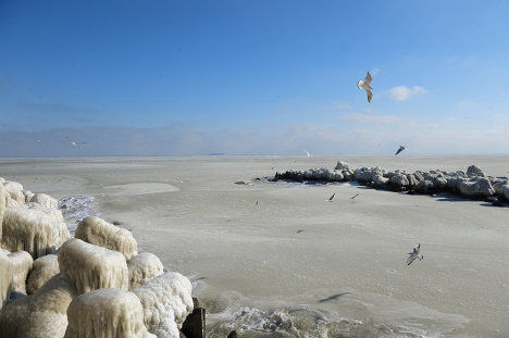 Vista del Mar Negro cubierto por una capa de hielo.  Foto: AFP
