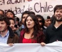 Camila Vallejo durante la marcha del 24 de abril de 2012