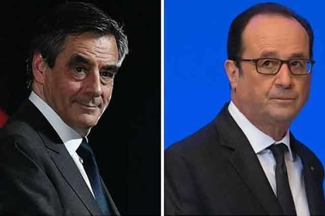 Candidatos a la presidencia de Francia François Fillon y François Hollande