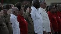Raúl Castro y otros dirigentes de la Revolución en el acto por el 26 de Julio