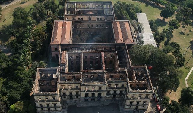 Así quedo el Museo Nacional de Rio de Janeiro tras el incendio. Foto de Internet