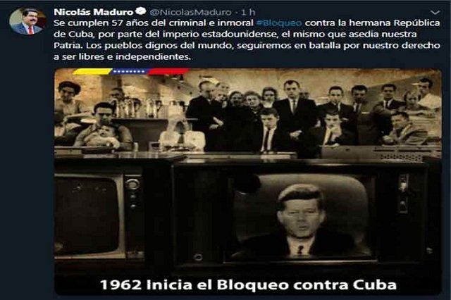 Nicolás Maduro, rechazó la política de bloqueo económico impuesto por el gobierno de Estados Unidos contra Cuba